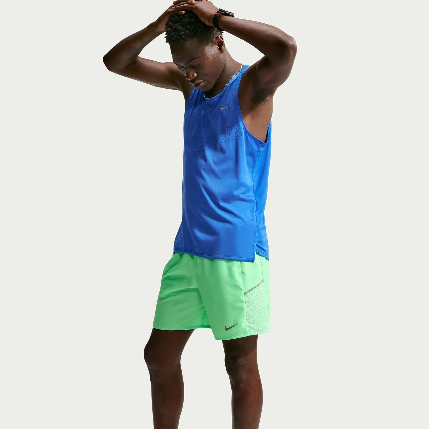 image:imageNike Mens Miler DriFIT 7 BriefLined Running ShortsIllusion GreenReflective Silver