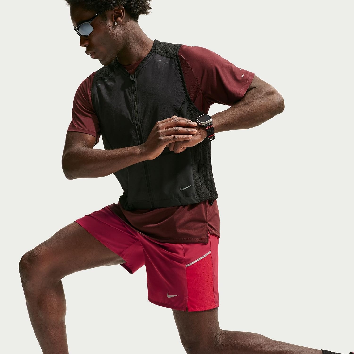 image:imageNike Mens Miler DriFIT 7 BriefLined Running ShortsTough RedSport RedReflective Silver