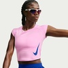 Nike Women’s Tempo Swoosh Dri-fit Short-Sleeve Running Top(Pink Rise/Pink Rise/Old Royal)