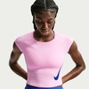 Nike Women’s Tempo Swoosh Dri-fit Short-Sleeve Running Top(Pink Rise/Pink Rise/Old Royal)