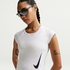Nike Women’s Tempo Swoosh Dri-fit Short-Sleeve Running Top(White/Photon Dust/Reflective Silver/Black)