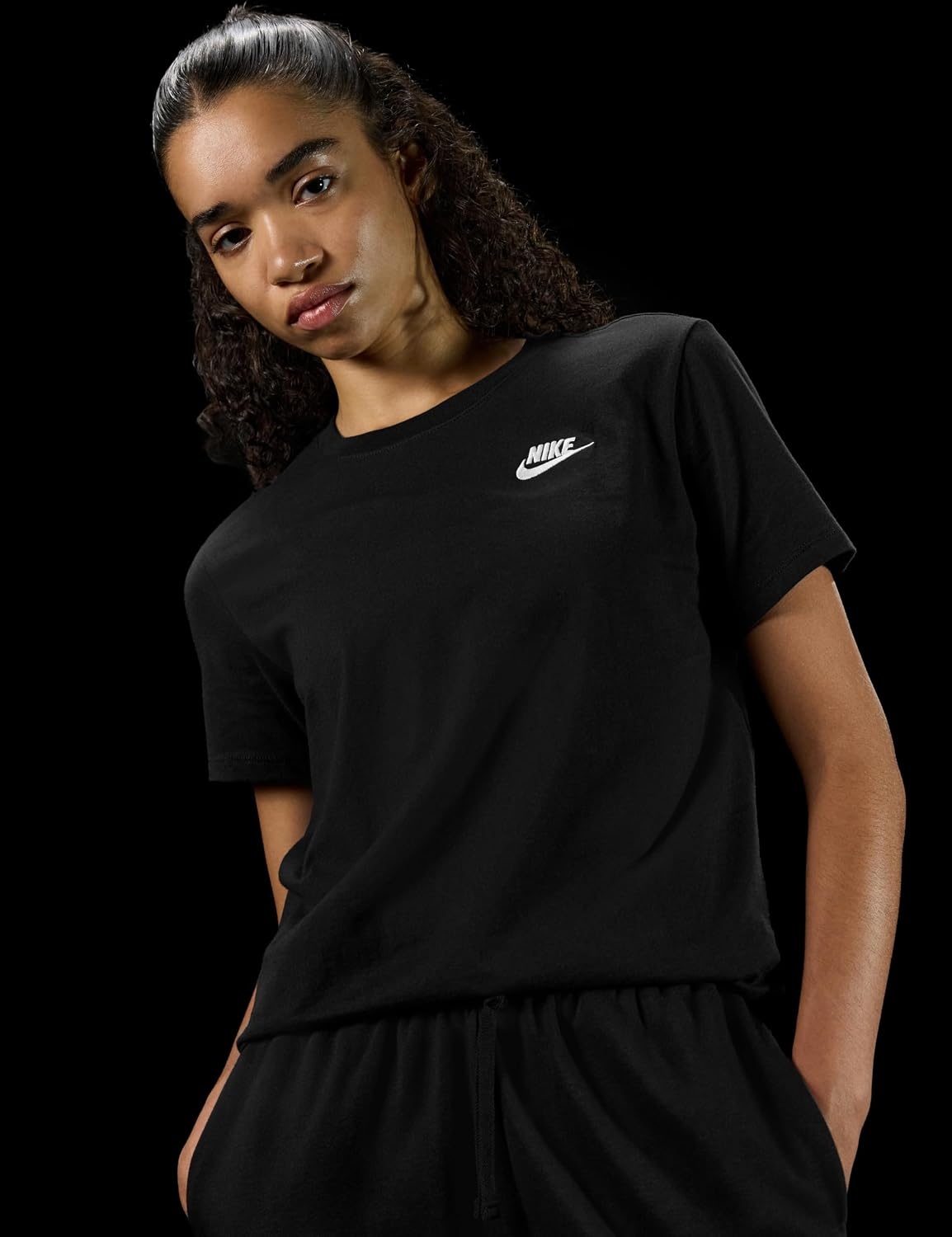 image:imageNike Womens Sportswear Club Essentials TShirtBlackWhite