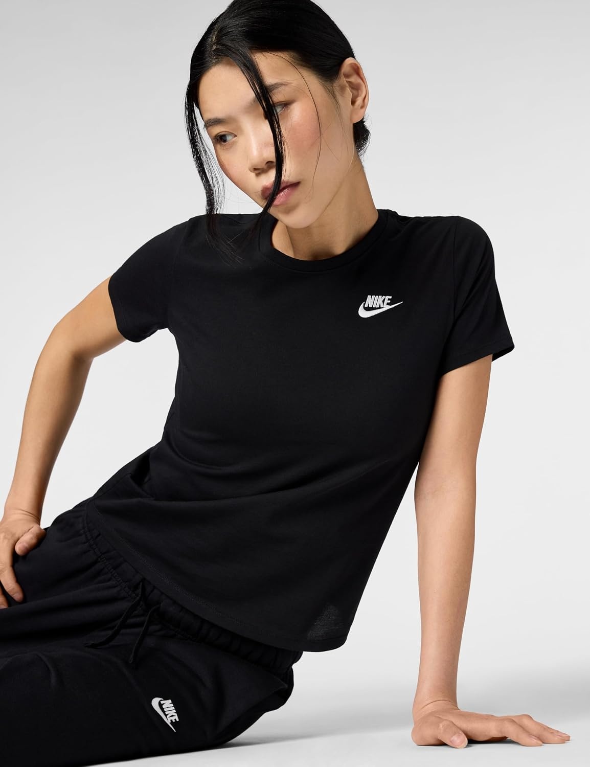 image:imageNike Womens Sportswear Club Essentials TShirtBlackWhite
