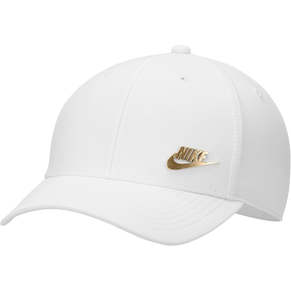 image:imageNike Adult DriFIT Club Structured Metal Logo Cap Hat Mens and WomensWhiteMetallic Gold