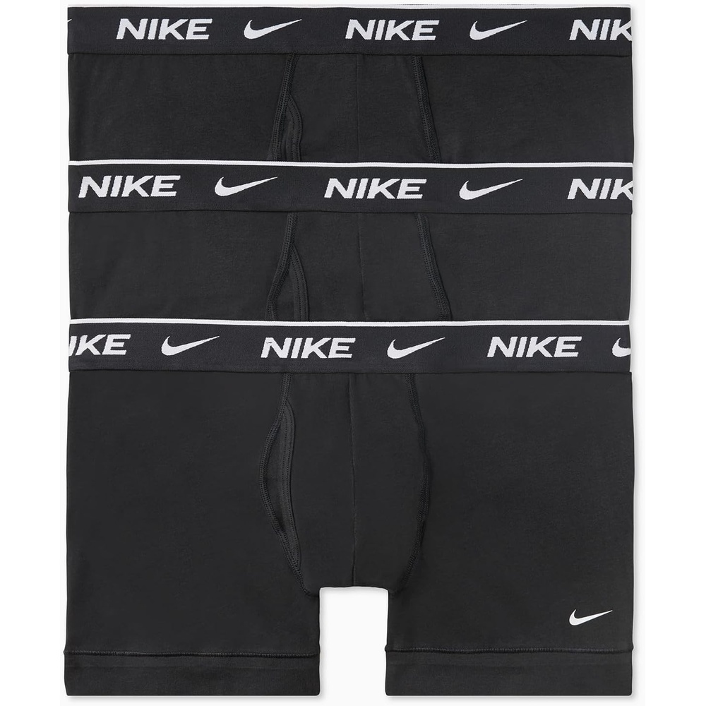 image:imageNike Mens Essential Cotton Stretch WFly Trunk Underwear 3PackBlack Black Black