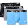 Nike Men’s Essential Cotton Stretch W/Fly Trunk Underwear (3-Pack)(Swoosh Print/Cool Grey/University Blue)