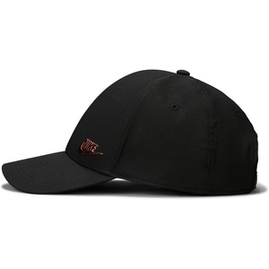 Nike Adult Dri-FIT Club Structured Metal Logo Cap Hat | Mens and Womens(Black/Rose Gold)