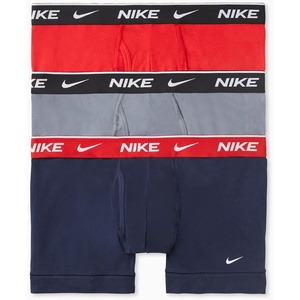 Nike Men’s Essential Cotton Stretch W/Fly Trunk Underwear (3-Pack)(Obsidian/Cool Grey/University Red)