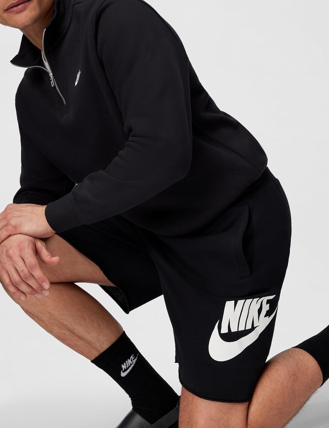 image:imageNike Mens Club French Terry Alumni ShortsBlackBlackWhite