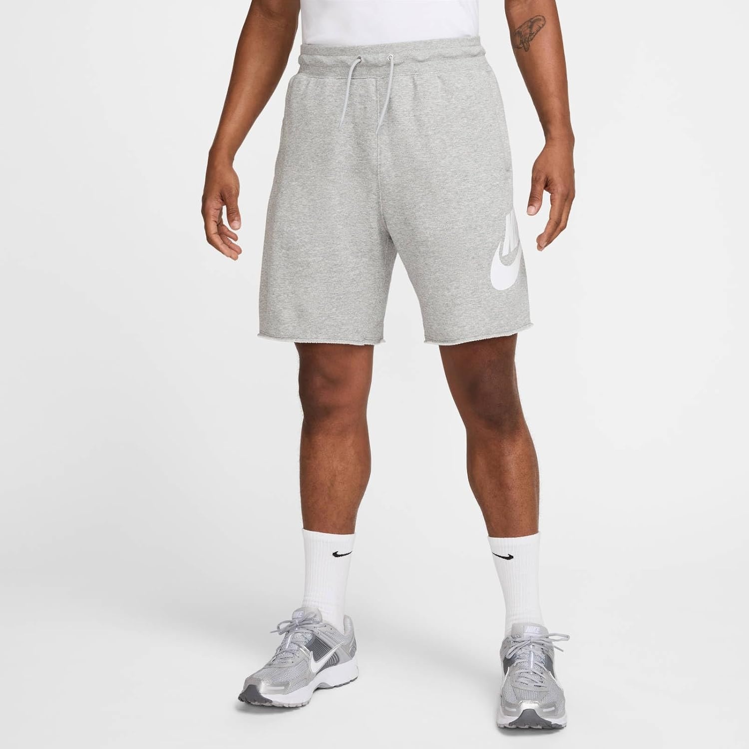image:imageNike Mens Club French Terry Alumni ShortsDark Grey HeatherLight Smoke GreyWhite