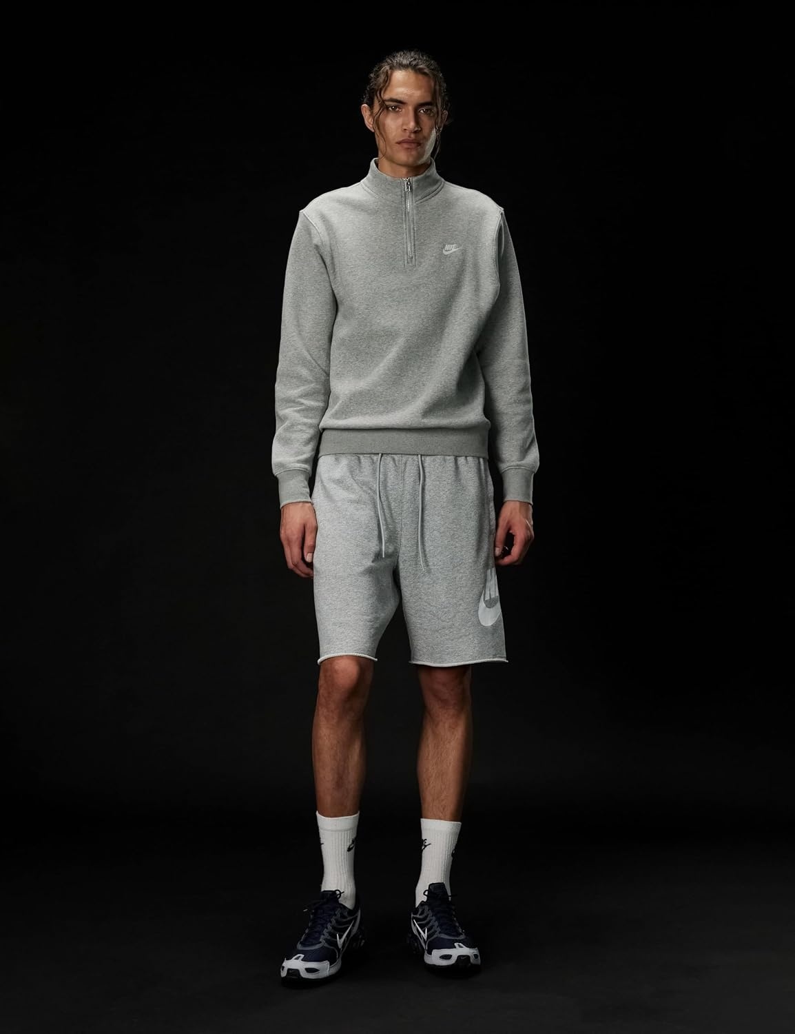 image:imageNike Mens Club French Terry Alumni ShortsDark Grey HeatherLight Smoke GreyWhite
