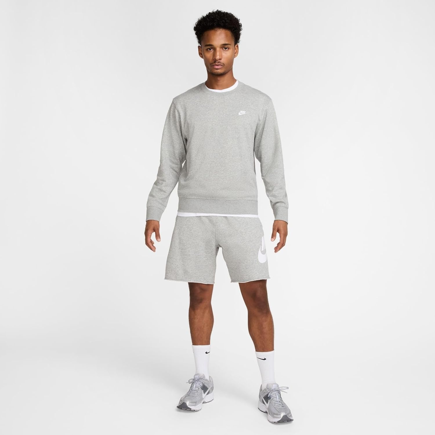 image:imageNike Mens Club French Terry Alumni ShortsDark Grey HeatherLight Smoke GreyWhite