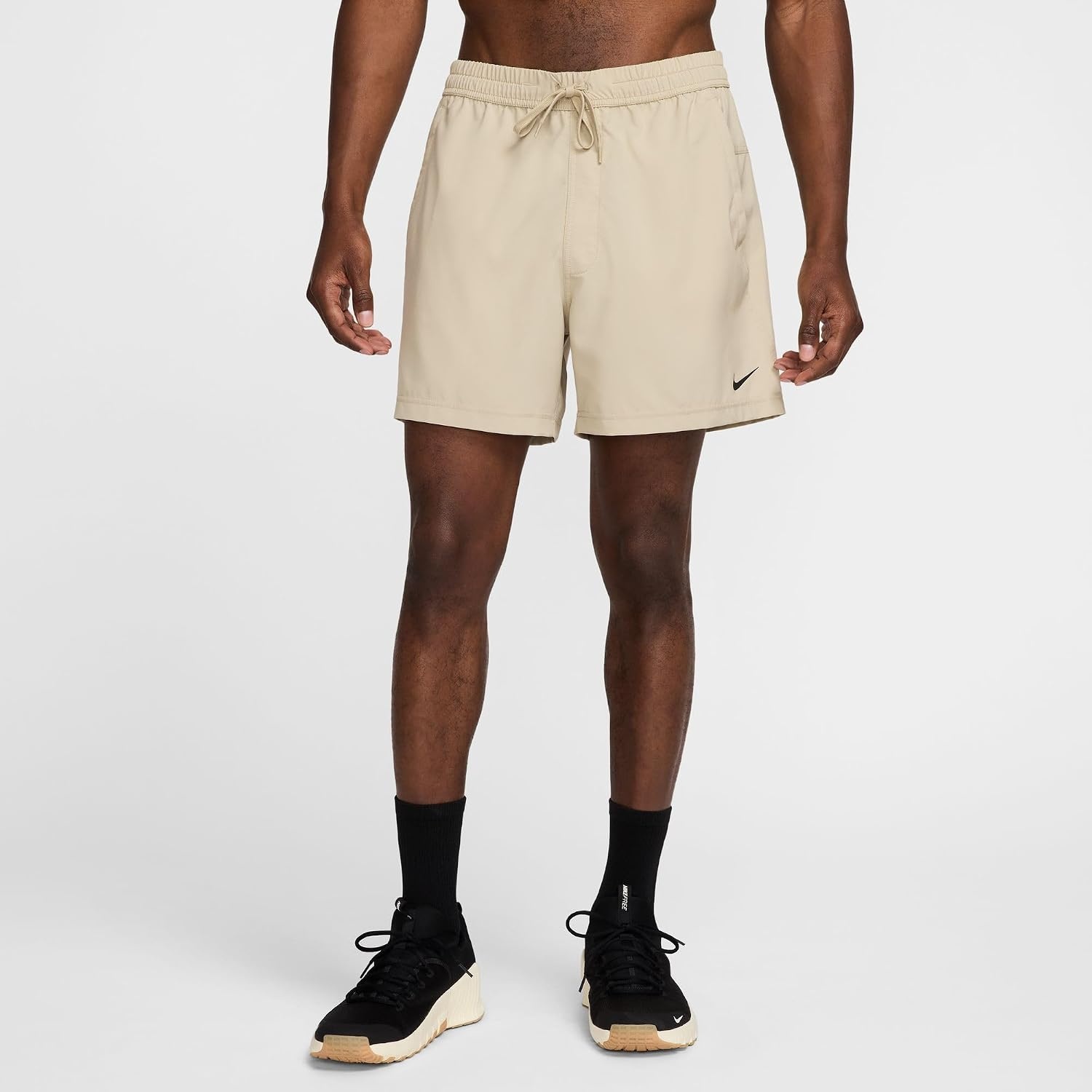 image:imageNike Mens Form DriFIT 5 Workout Shorts Unlined Training ShortsDesert KhakiBlack
