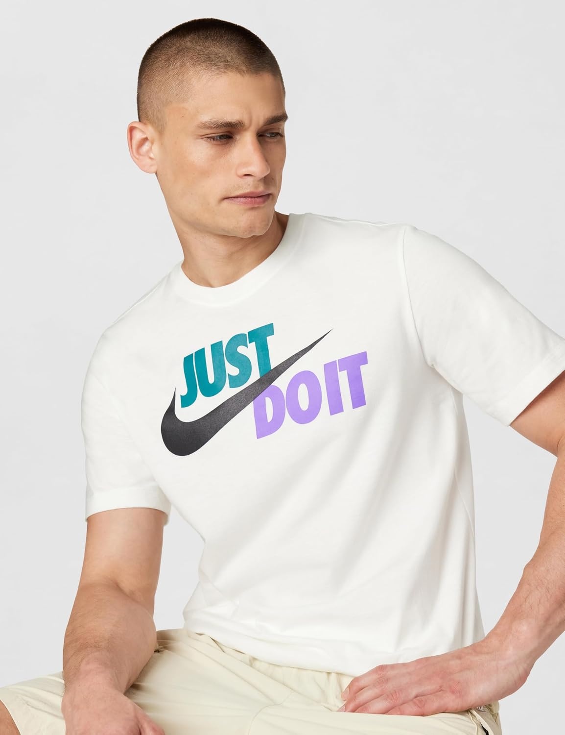 image:imageNike Mens Just Do It Sportswear TShirtWhiteSpirit TealAtomic VioletBlack