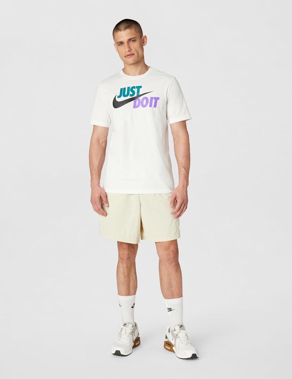 image:imageNike Mens Just Do It Sportswear TShirtWhiteSpirit TealAtomic VioletBlack