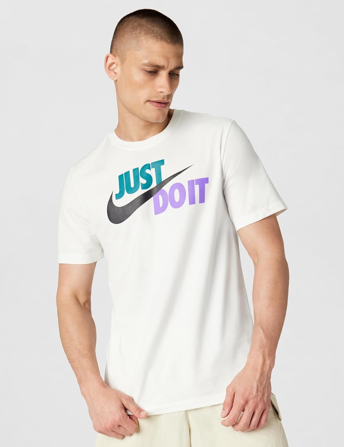 image:imageNike Mens Just Do It Sportswear TShirtWhiteSpirit TealAtomic VioletBlack