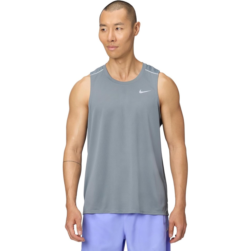 image:imageNike Mens Miler DriFit Running TankSmoke GreyReflective Silver
