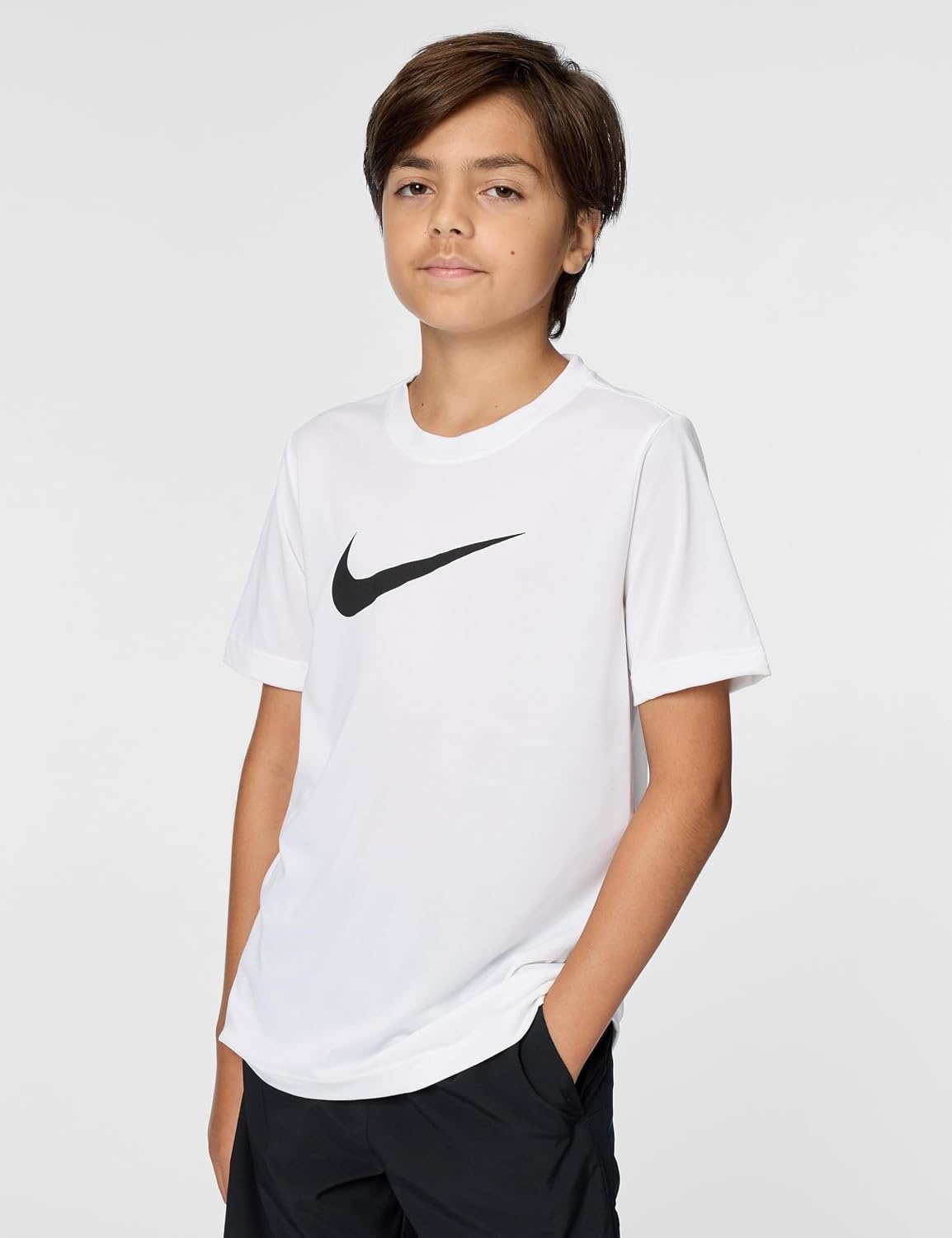 image:imageNike Big Kids Legend DriFIT TShirt Large Swoosh Logo Boys and GirlsWhite