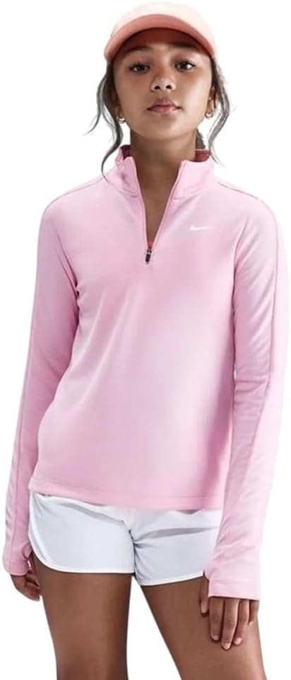 image:imageNike Girls DriFIT LongSleeve 14Zip TopPeonyWhite