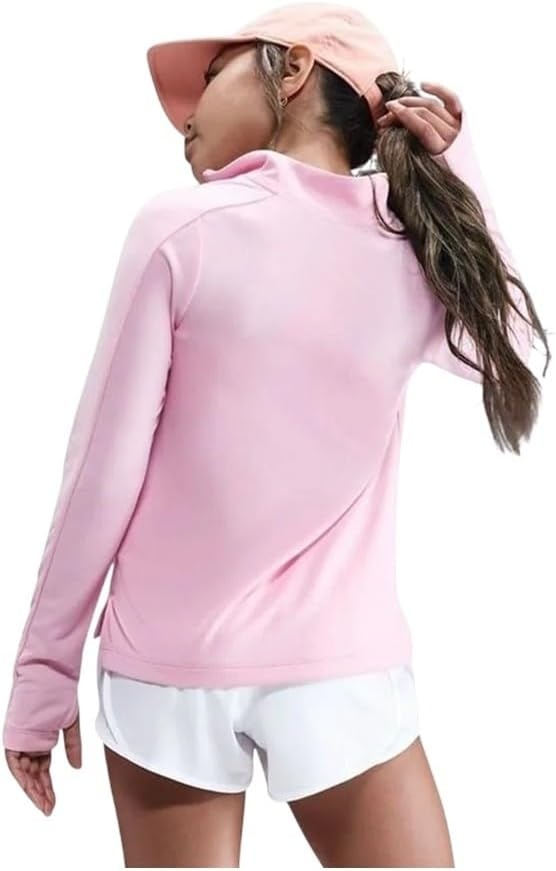 image:imageNike Girls DriFIT LongSleeve 14Zip TopPeonyWhite