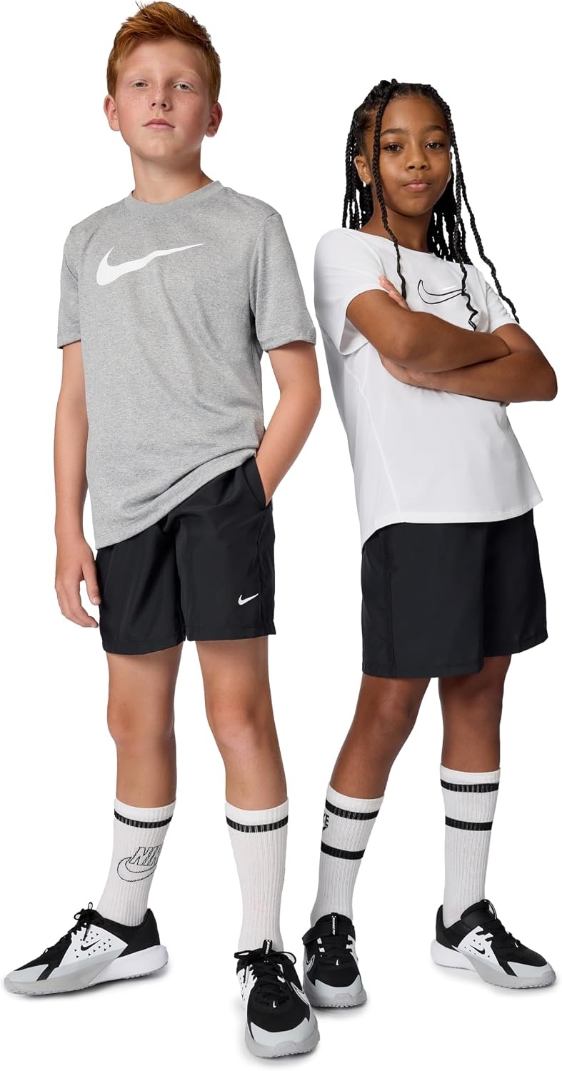 image:imageNike Unisex Big Kids Multi DriFIT Training Shorts Boys and GirlsBlackWhite
