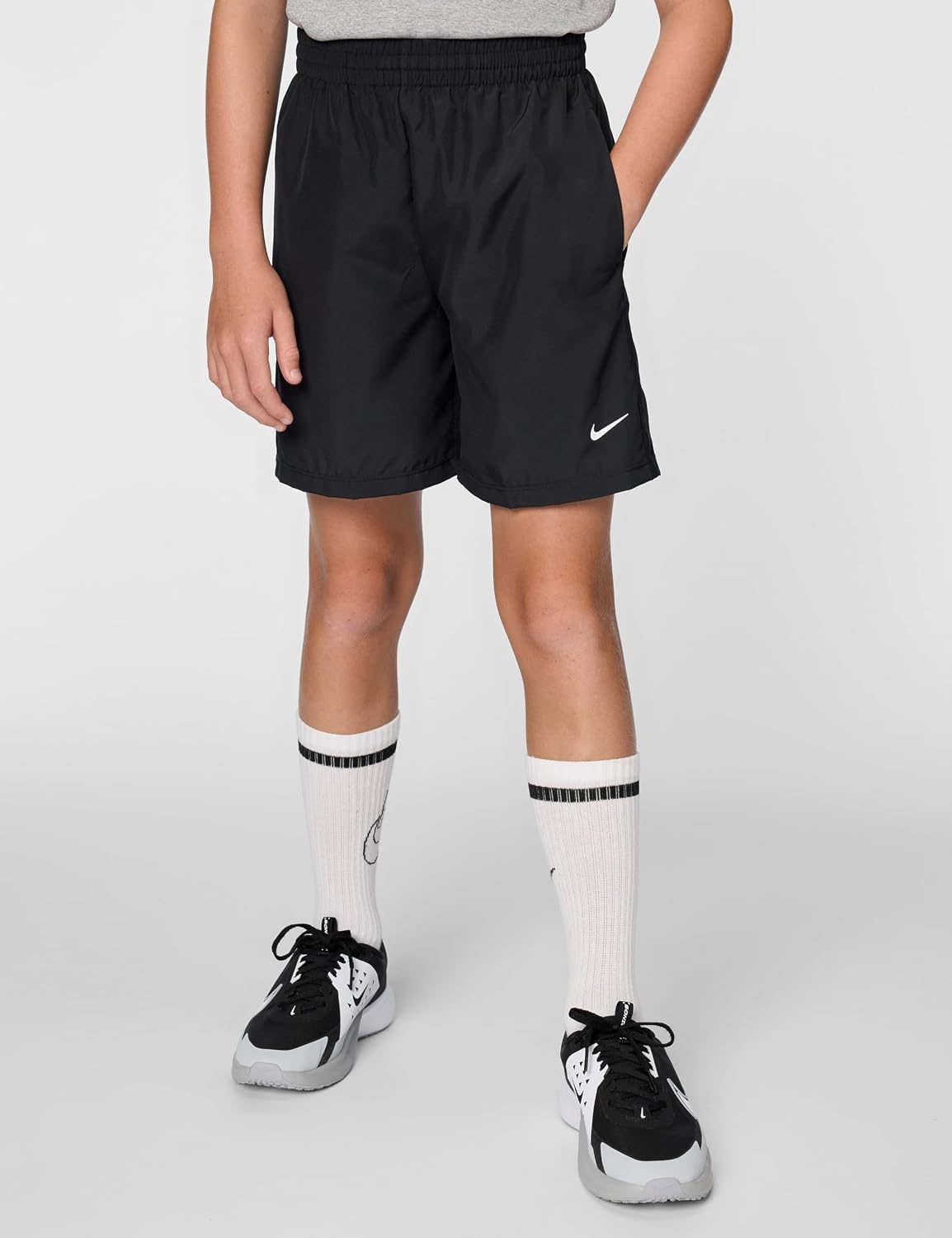 image:imageNike Unisex Big Kids Multi DriFIT Training Shorts Boys and GirlsBlackWhite