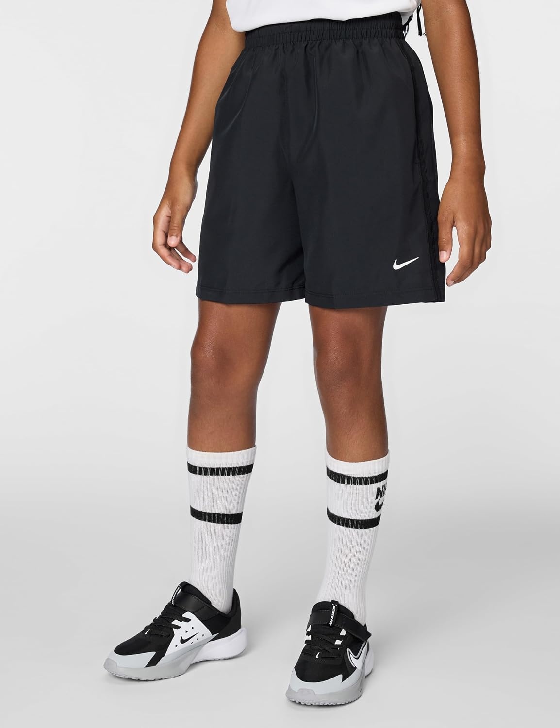 image:imageNike Unisex Big Kids Multi DriFIT Training Shorts Boys and GirlsBlackWhite