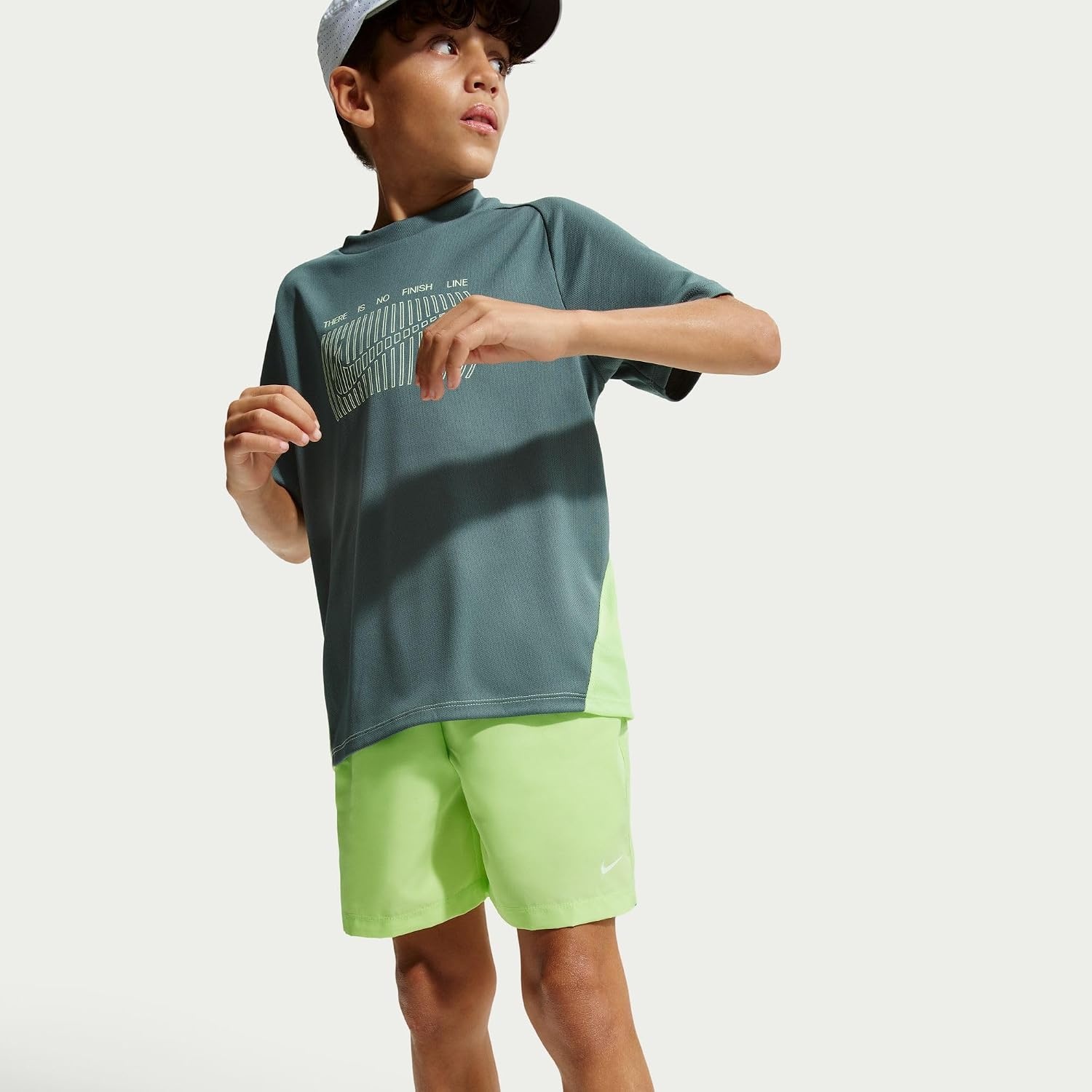 image:imageNike Unisex Big Kids Multi DriFIT Training Shorts Boys and GirlsLight Liquid LimeWhite