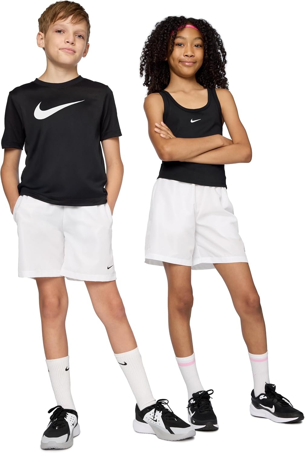 image:imageNike Unisex Big Kids Multi DriFIT Training Shorts Boys and GirlsWhiteWhiteBlack