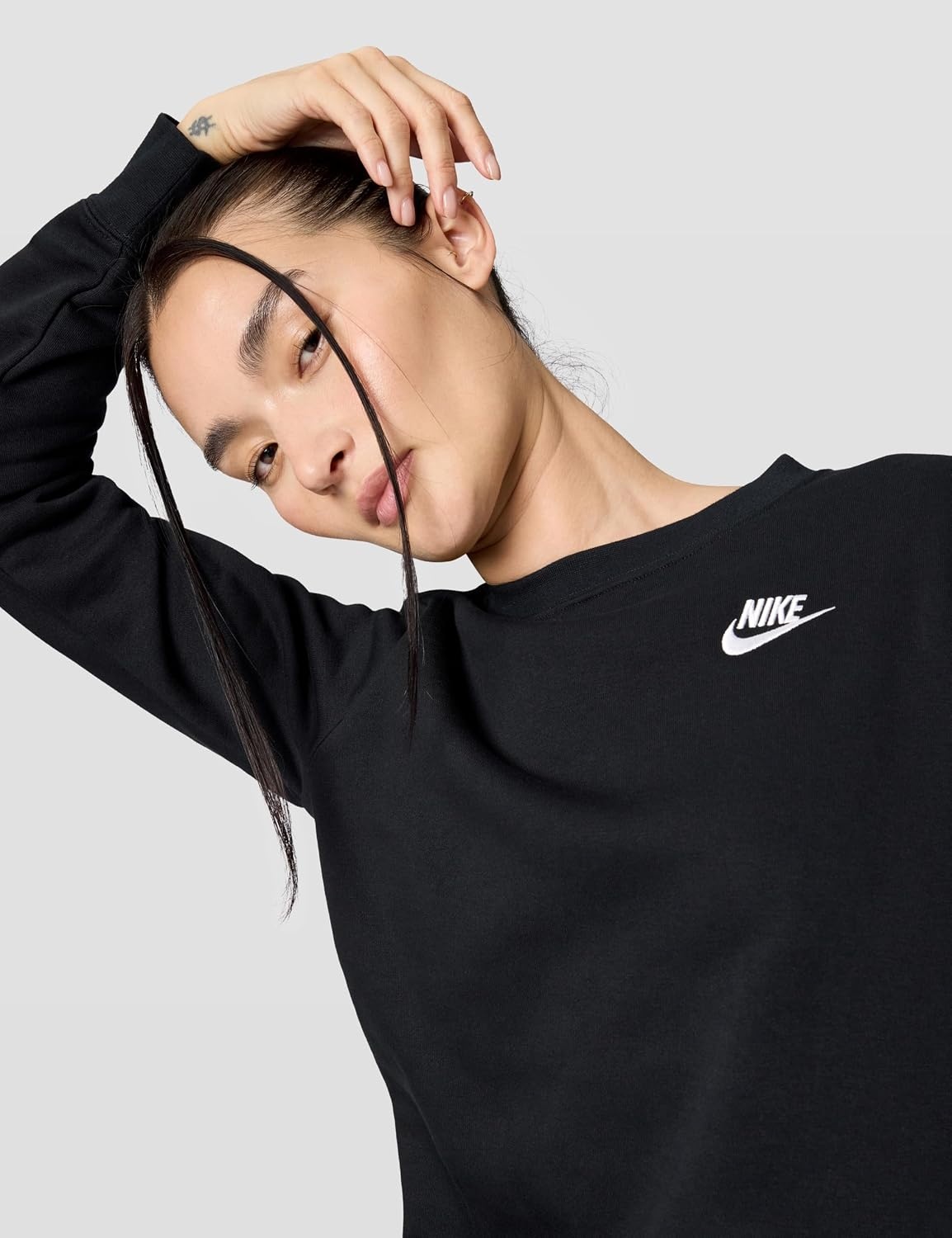 image:imageNike Womens Sportswear Club Fleece CrewNeck SweatshirtBlackWhite