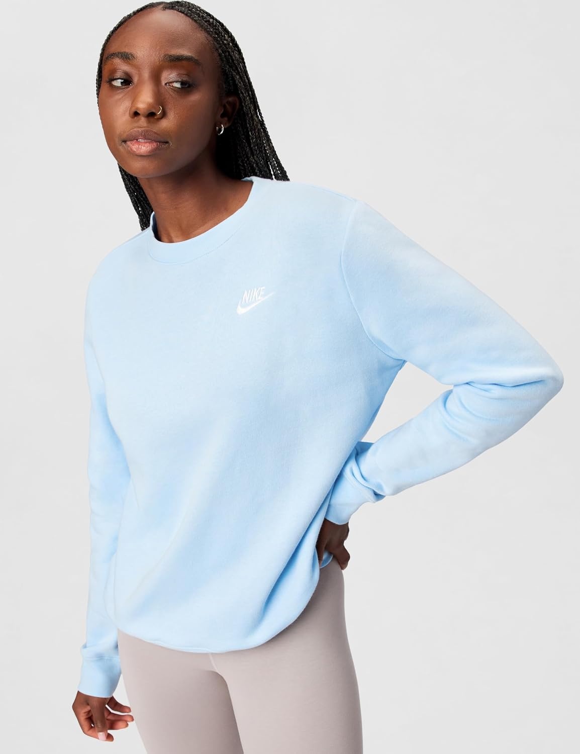 image:imageNike Womens Sportswear Club Fleece CrewNeck SweatshirtCelestine BlueWhite