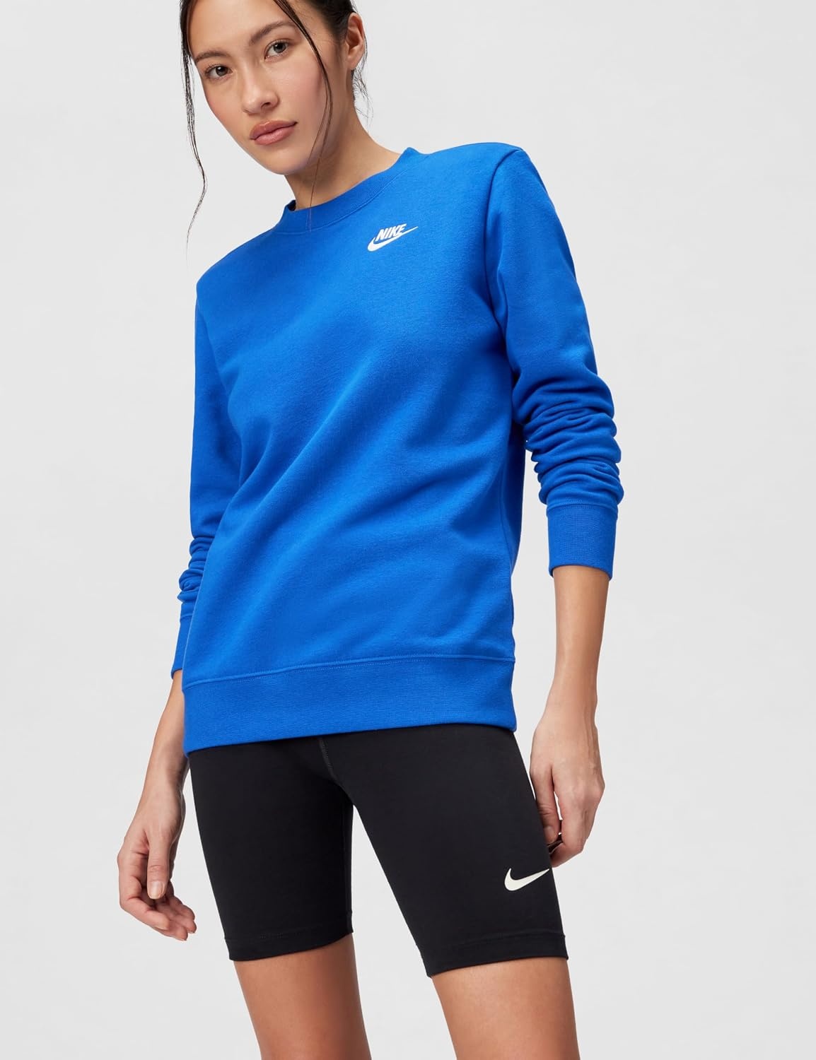 image:imageNike Womens Sportswear Club Fleece CrewNeck SweatshirtGame RoyalWhite