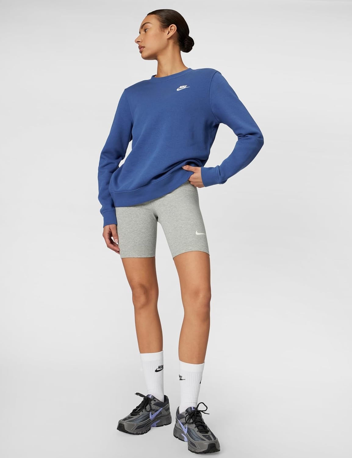image:imageNike Womens Sportswear Club Fleece CrewNeck SweatshirtMystic NavyWhite