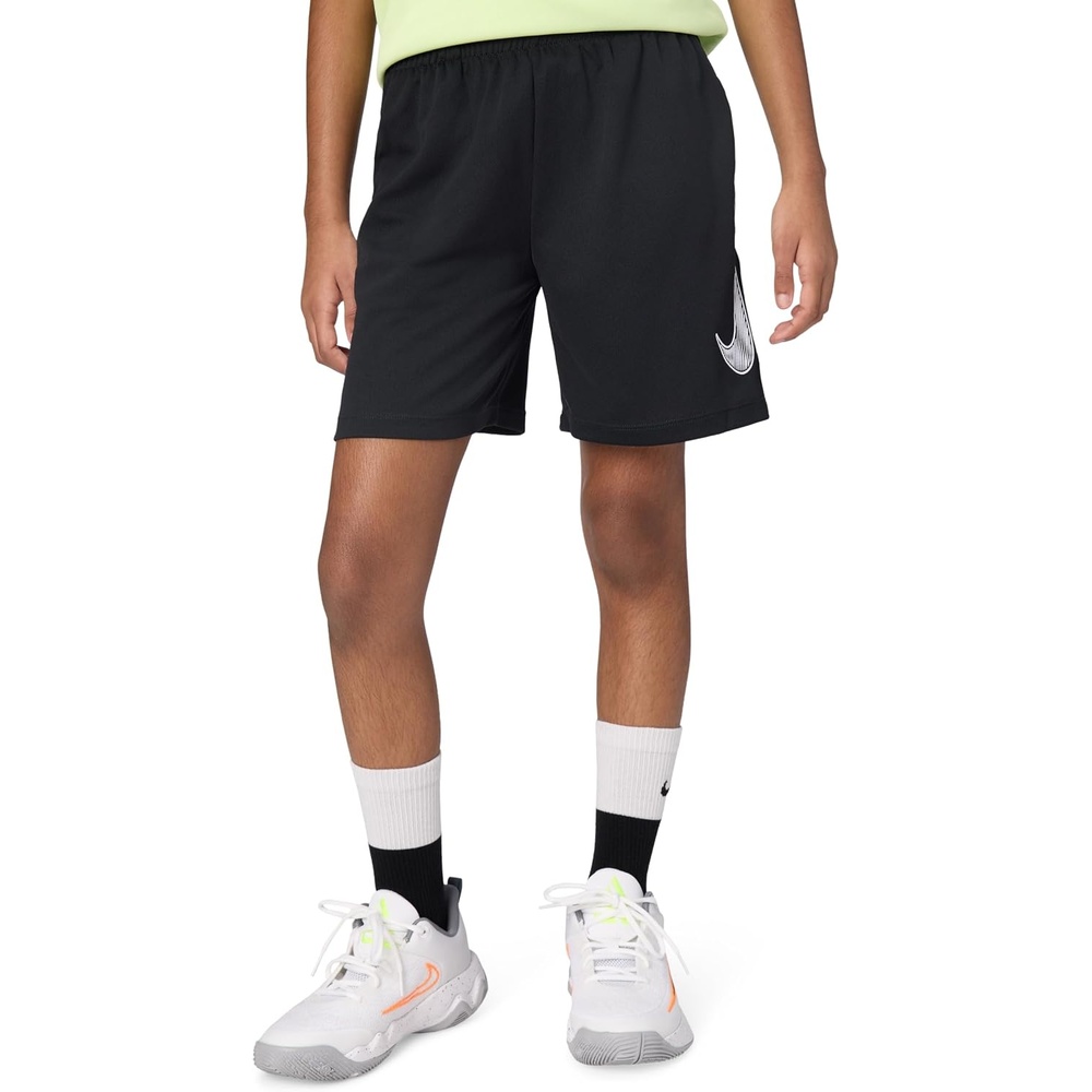 image:imageNike Unisex Big Kids Multi DriFIT Training Shorts Large Swoosh Logo Boys and GirlsBlackWhite