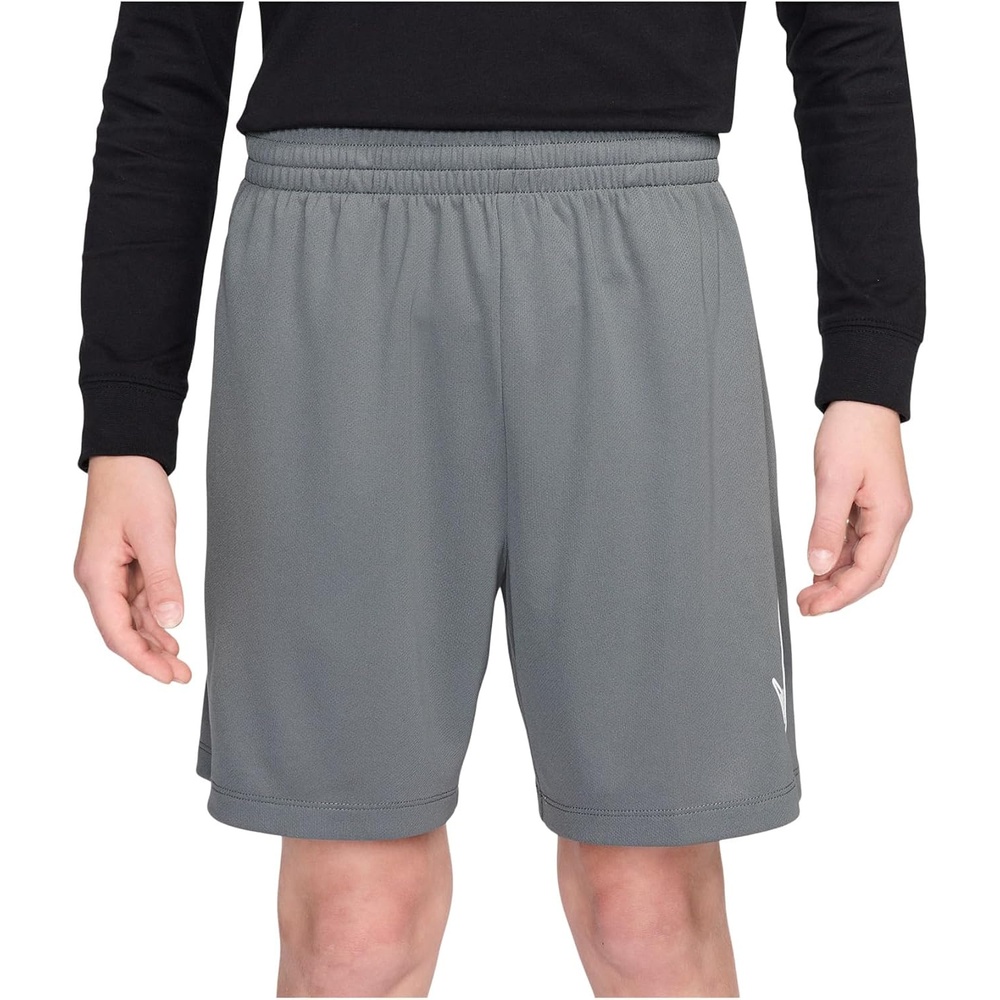 image:imageNike Unisex Big Kids Multi DriFIT Training Shorts Large Swoosh Logo Boys and GirlsSmoke GreyWhite
