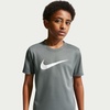 Nike Big Kids’ Legend Dri-FIT T-Shirt (Large Swoosh Logo) – Boys and Girls(Smoke Grey)