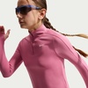 Nike Girls’ Dri-FIT Long-Sleeve 1/4-Zip Top(Peony/White)