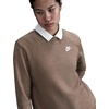 Nike Women’s Sportswear Club Fleece Crew-Neck Sweatshirt(Mink Brown/Heather/White)