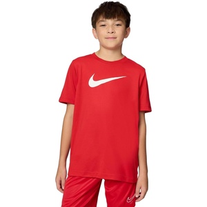 Nike Big Kids’ Legend Dri-FIT T-Shirt (Large Swoosh Logo) – Boys and Girls(University Red)