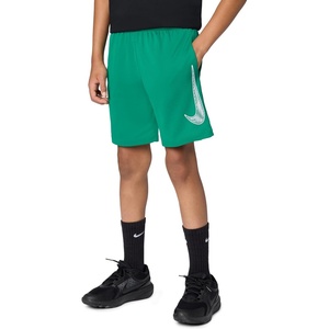 Nike Unisex Big Kids’ Multi Dri-FIT Training Shorts (Large Swoosh Logo) – Boys and Girls(Malachite/White)