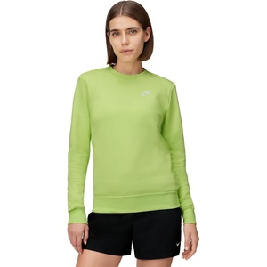 Nike Women’s Sportswear Club Fleece Crew-Neck Sweatshirt(Light Lemon Twist/White)