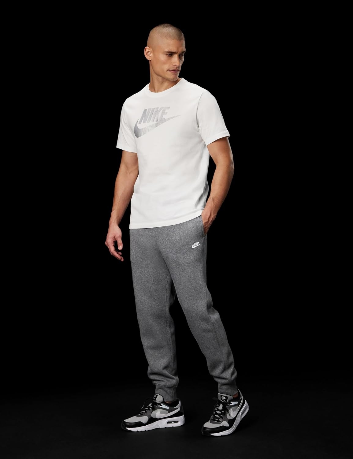 image:imageNike Mens Club JoggersCharcoal HeathrIron GreyWhite