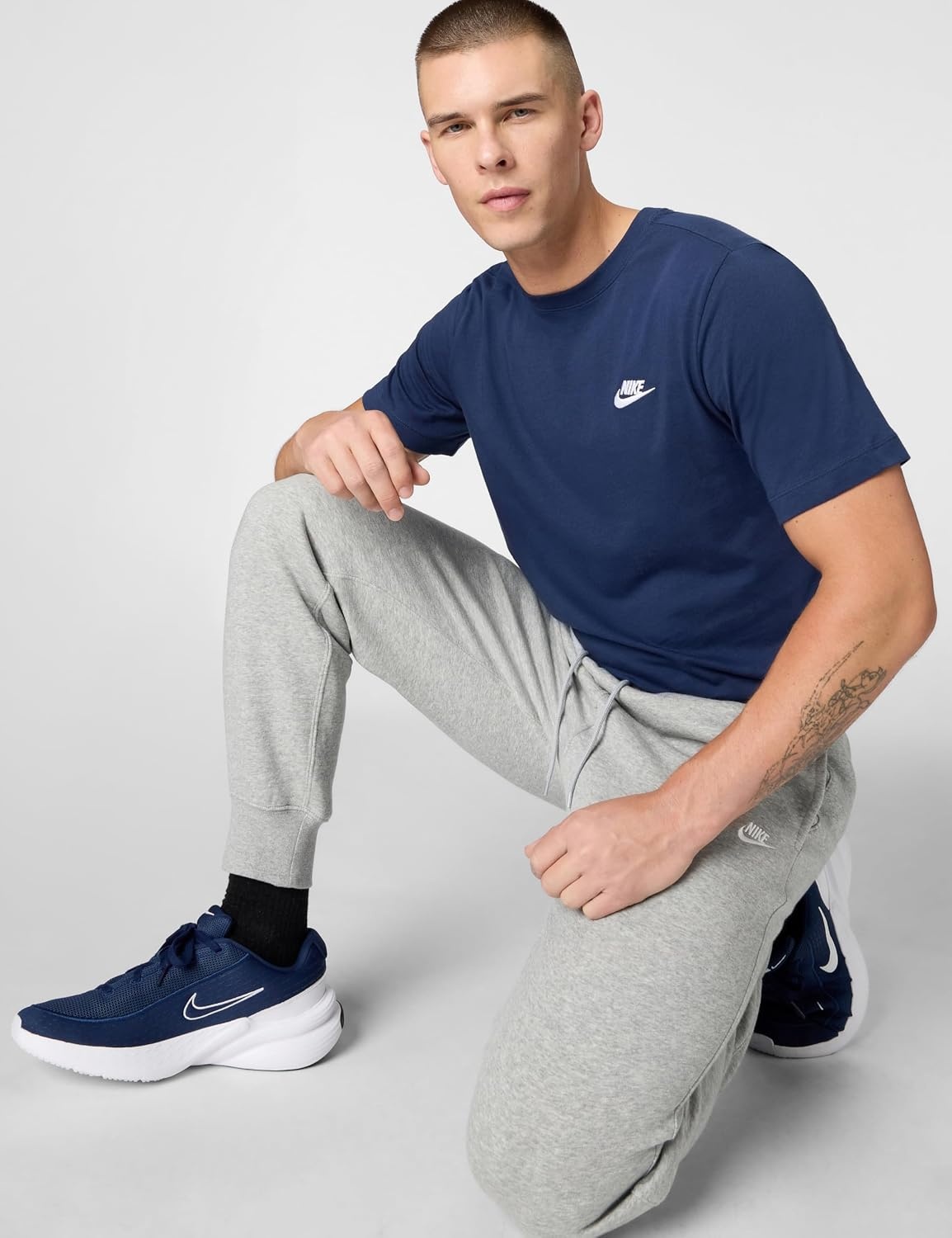 image:imageNike Mens Club JoggersDark Grey HeatherLight Smoke GreyWhite