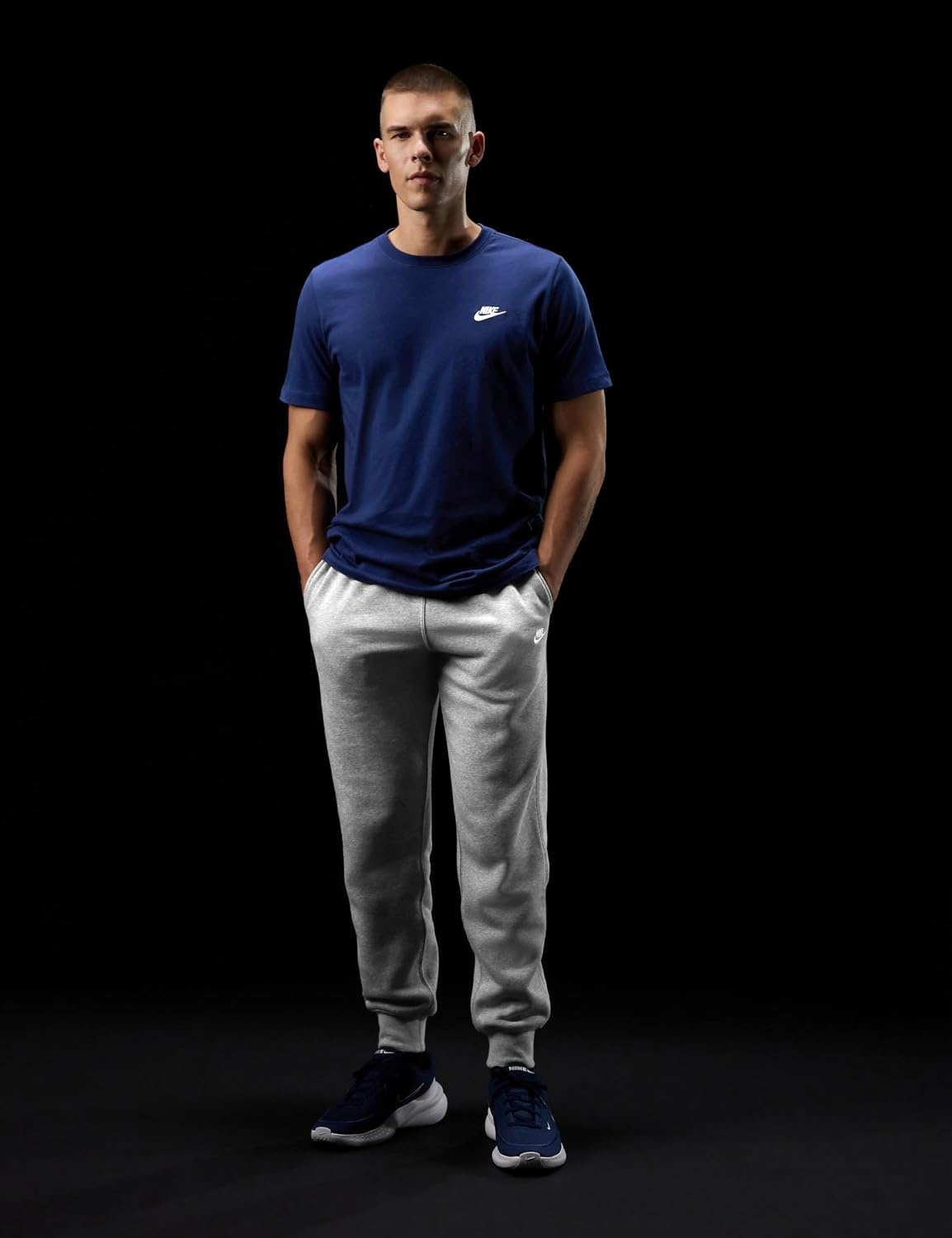 image:imageNike Mens Club JoggersDark Grey HeatherLight Smoke GreyWhite