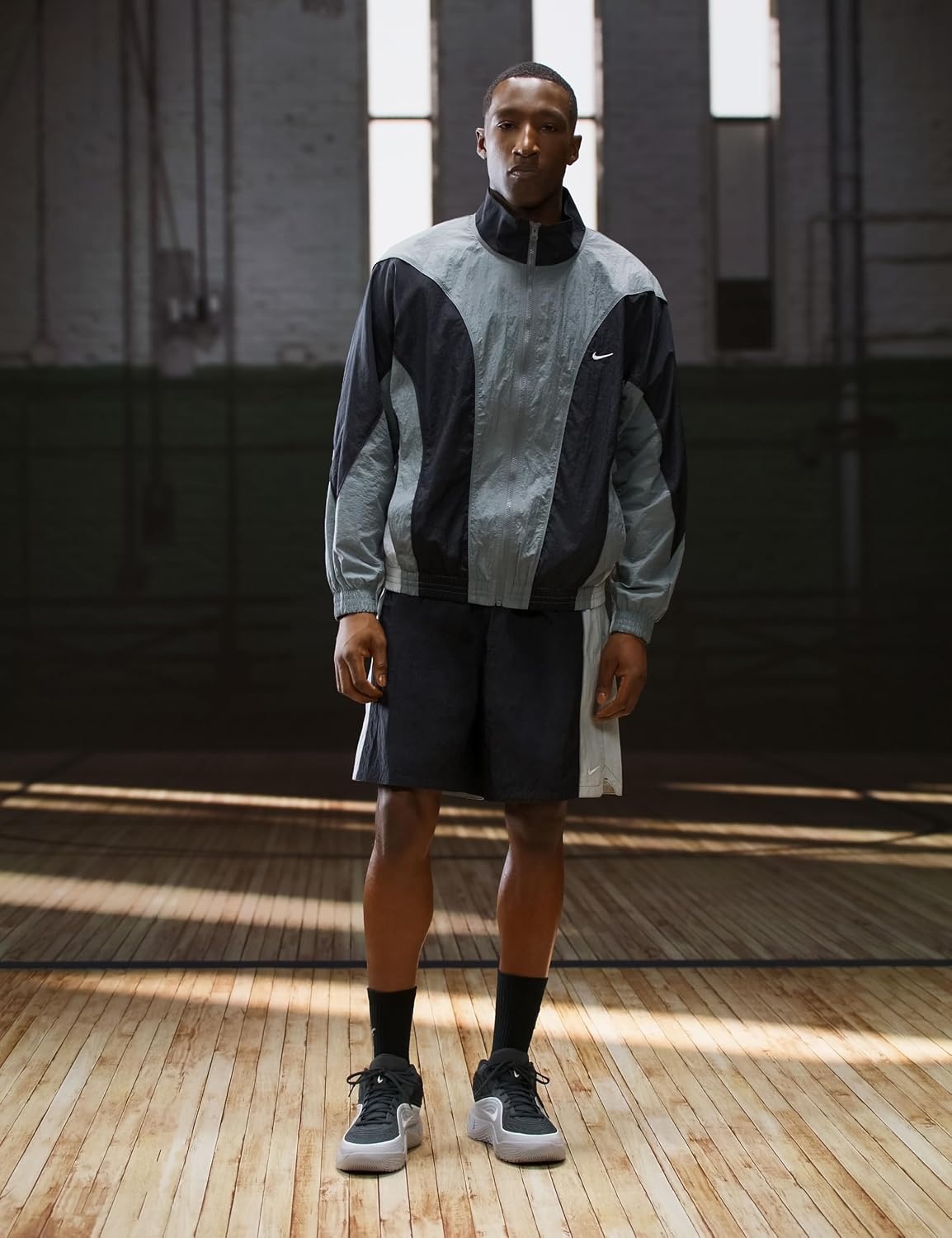 image:imageNike Mens Drifit Basketball JacketSmoke GreyBlackLight Smoke GreyWhite