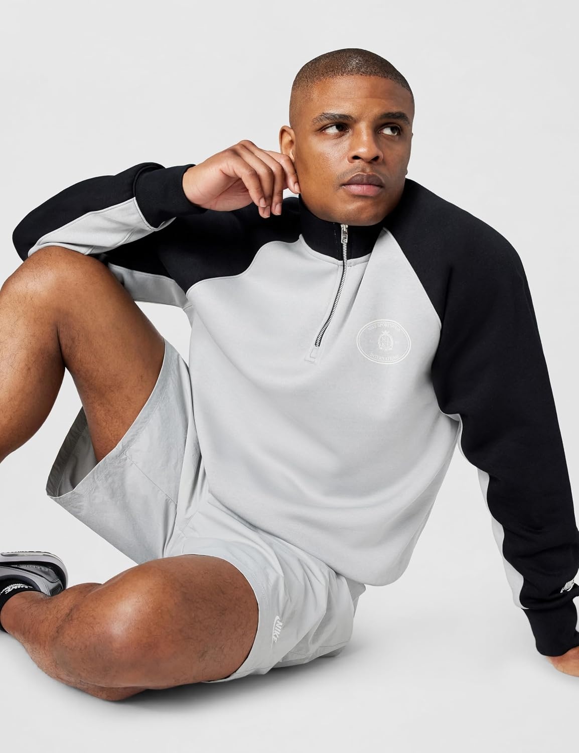 image:imageNike Mens Sportswear Club Halfzip Fleece SweatshirtLight Smoke GreyBlack