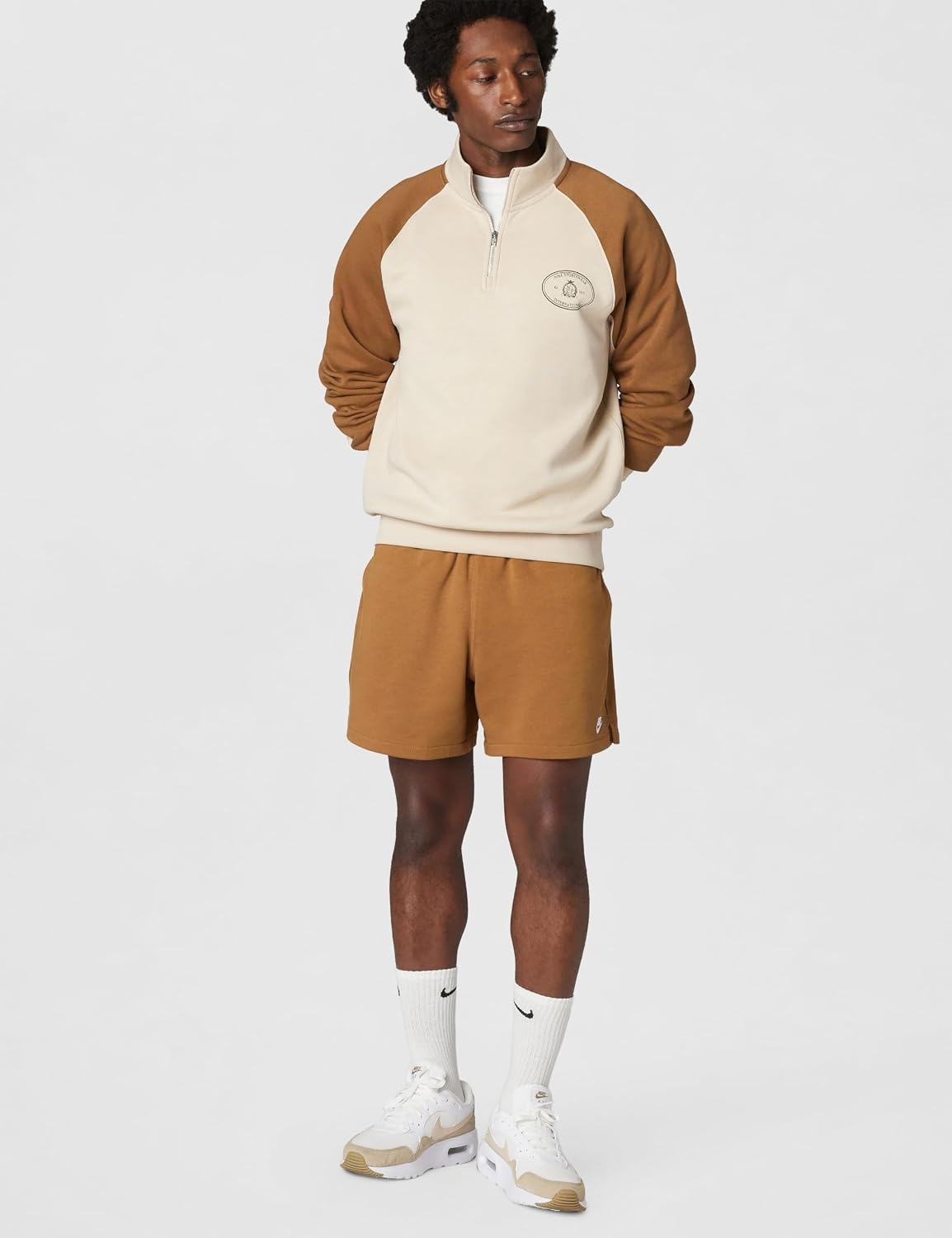image:imageNike Mens Sportswear Club Halfzip Fleece SweatshirtSanddriftAle Brown