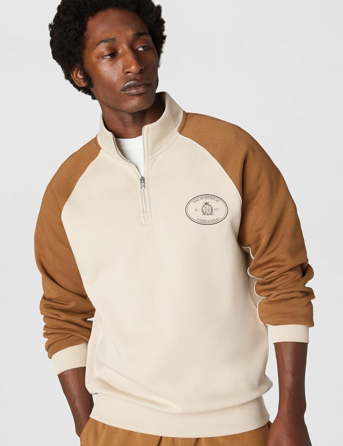 image:imageNike Mens Sportswear Club Halfzip Fleece SweatshirtSanddriftAle Brown