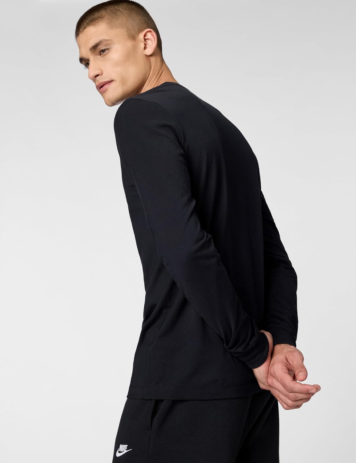 image:imageNike Mens Sportswear Club LongSleeve TShirtBlackWhite