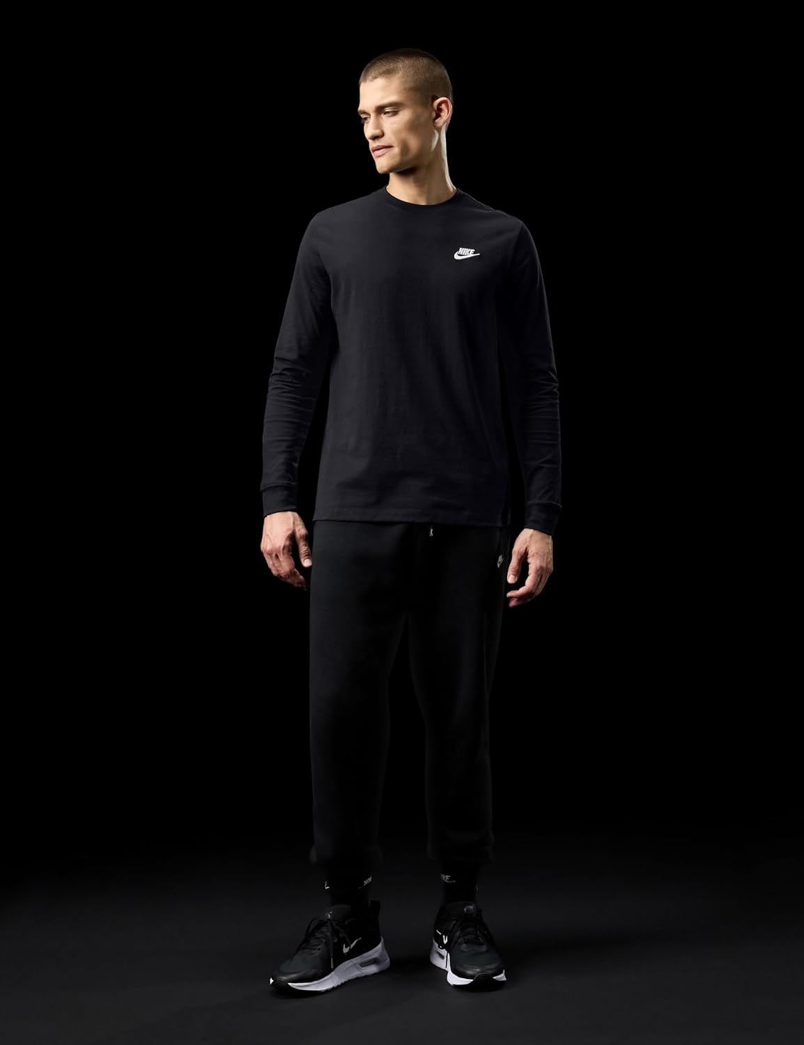 image:imageNike Mens Sportswear Club LongSleeve TShirtBlackWhite